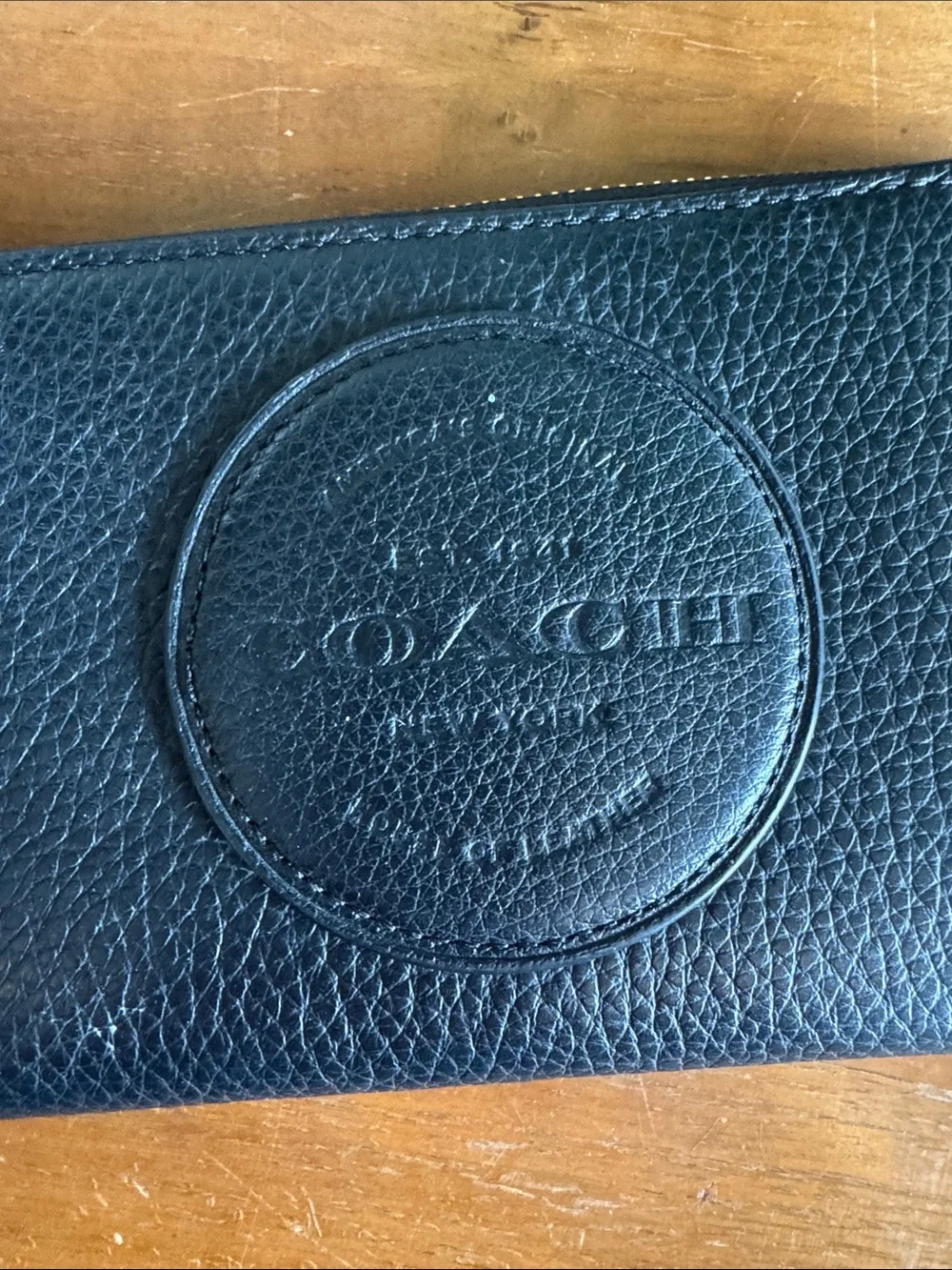 Coach Black Pebbled Leather Zip Wristlet
